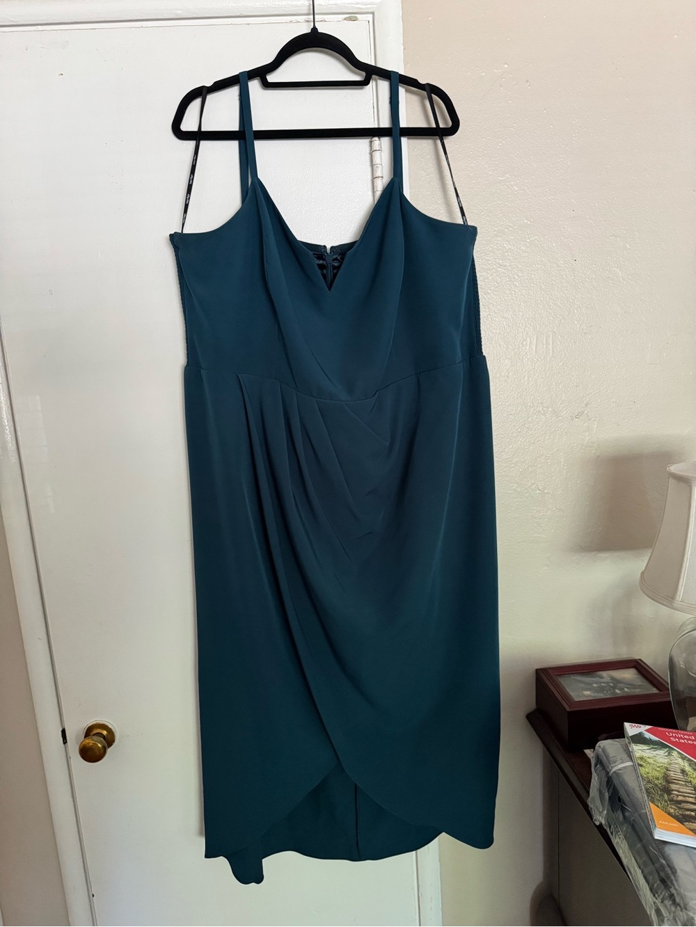 City Chic Teal Draped Spaghetti-Strap Dress